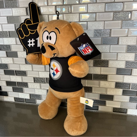 Pittsburgh Steelers NFL Football Bear Plush #1 Finger T-Shirt / 14” / BRAND NEW - Picture 4 of 16
